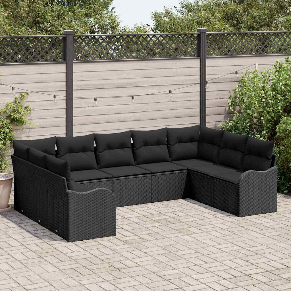 9 dele havesofa set med puder sort poly rattan, vidaXL 2-personers havesofa med puder sort poly rattan