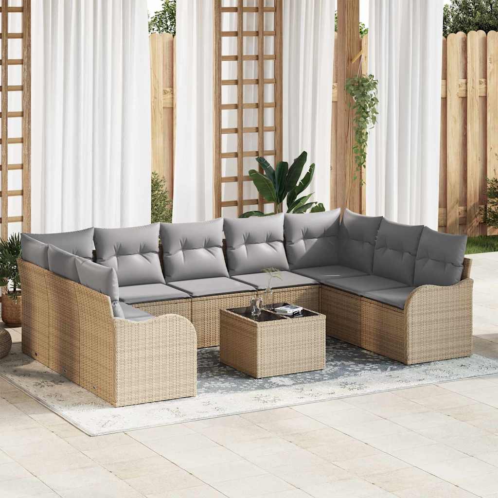 10 delers havesofa sæt med puder sort poly rattan, vidaXL 2-personers havesofa med puder beige poly rattan