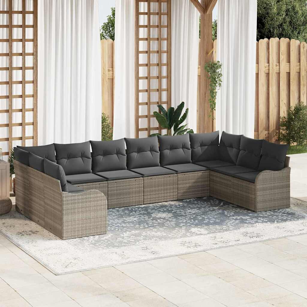 10-delt have sofa sæt med puder lys grå polyrattan, vidaXL 2-personers have sofa med puder lys grå polyrattan