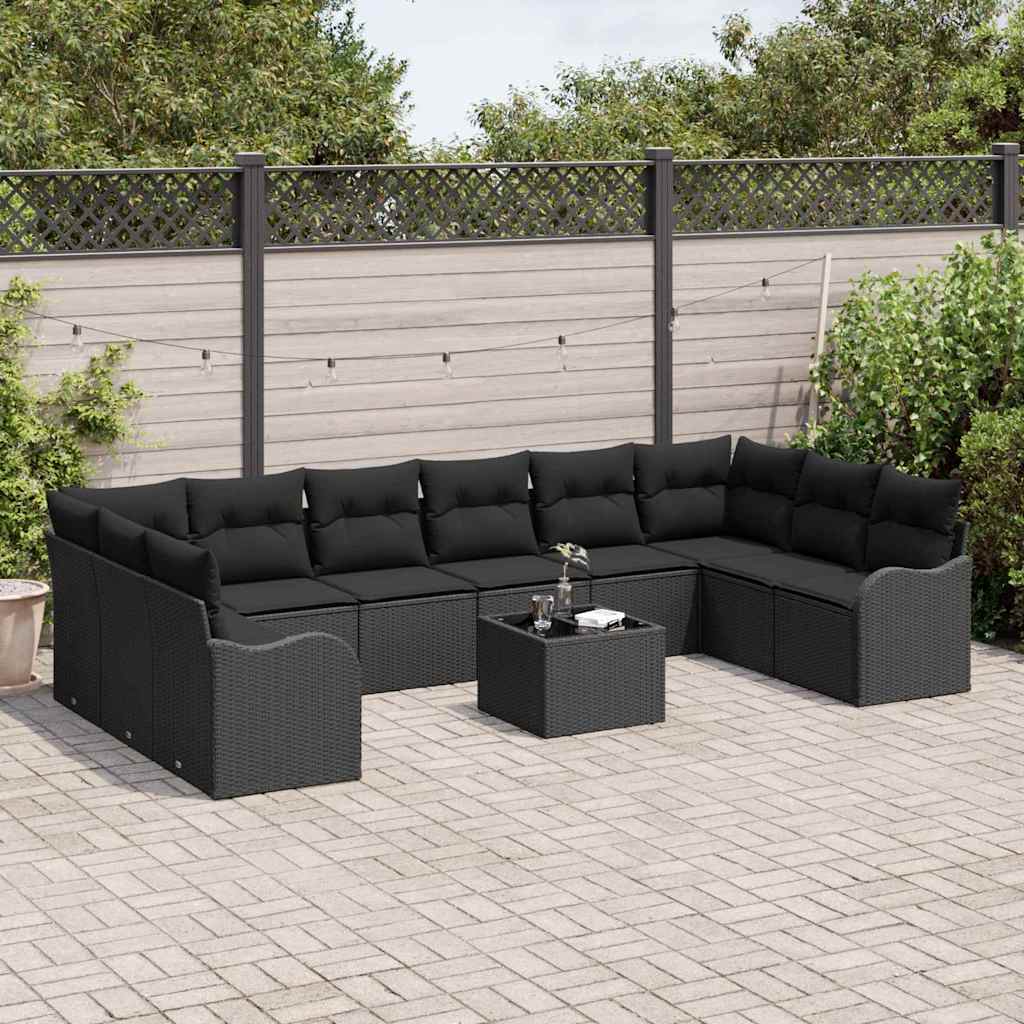 vidaXL 11-delig Tuin Sofa Set met Kussens in Beige Poly Rattan