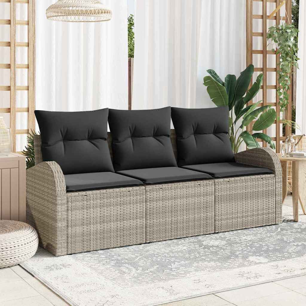 3-osaline aia diivanikomplekt padjadega helehall polü rattan