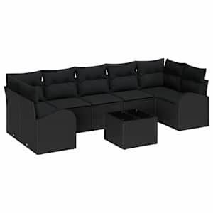 vidaXL Aia Diivanikomplekt 8 tk Must pol&uuml;rotang