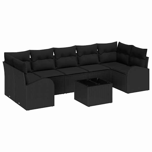 vidaXL Aia Diivanikomplekt 8 tk Must pol&uuml;rotang