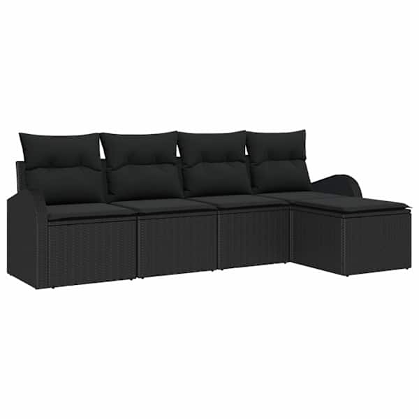 vidaXL Aia Diivanikomplekt 5 tk Must pol&uuml;rotang