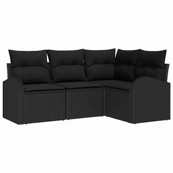 vidaXL Aia Diivanikomplekt 4 tk Must pol&uuml;rotang