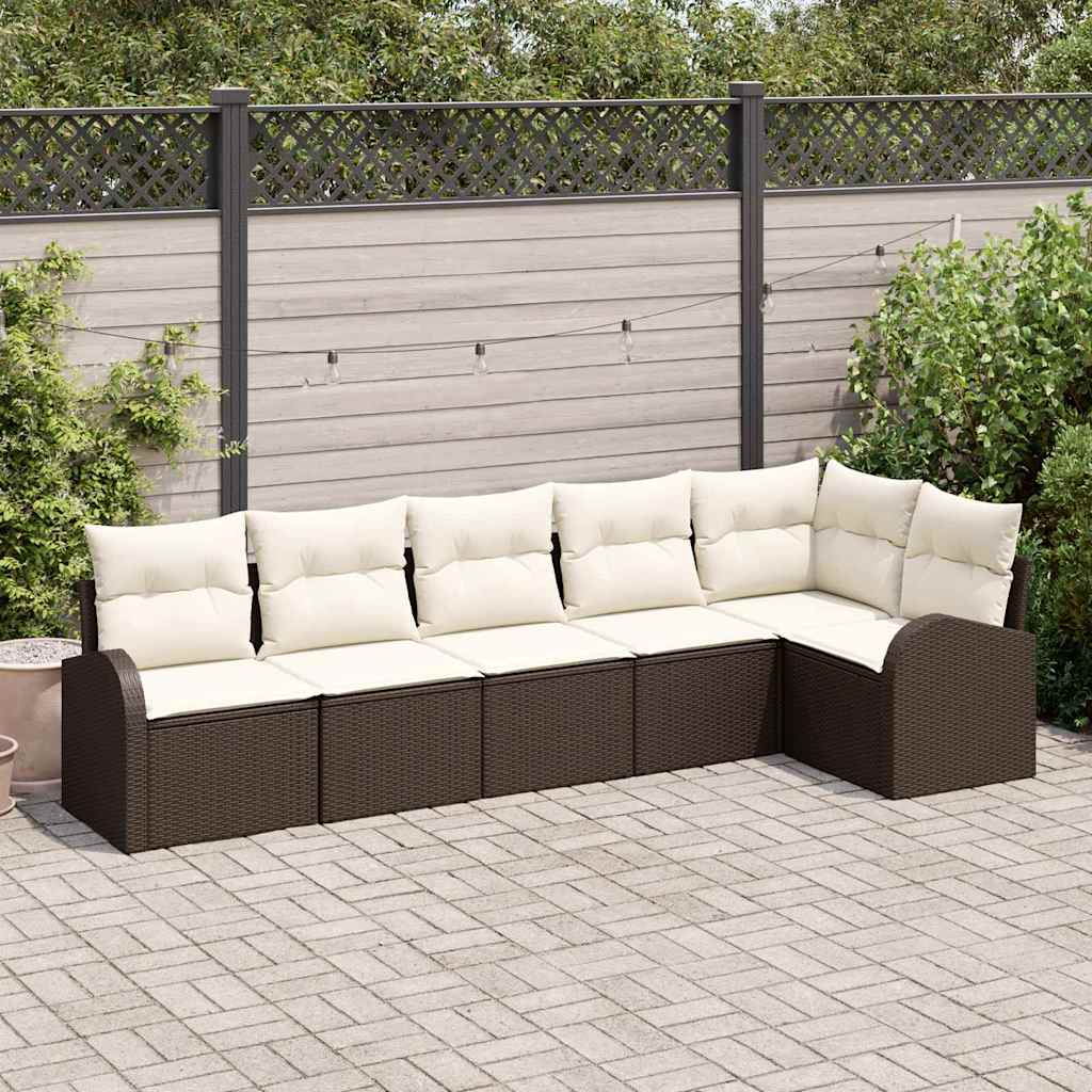 6-delt havemøbelsæt med puder Brown Polyrattan