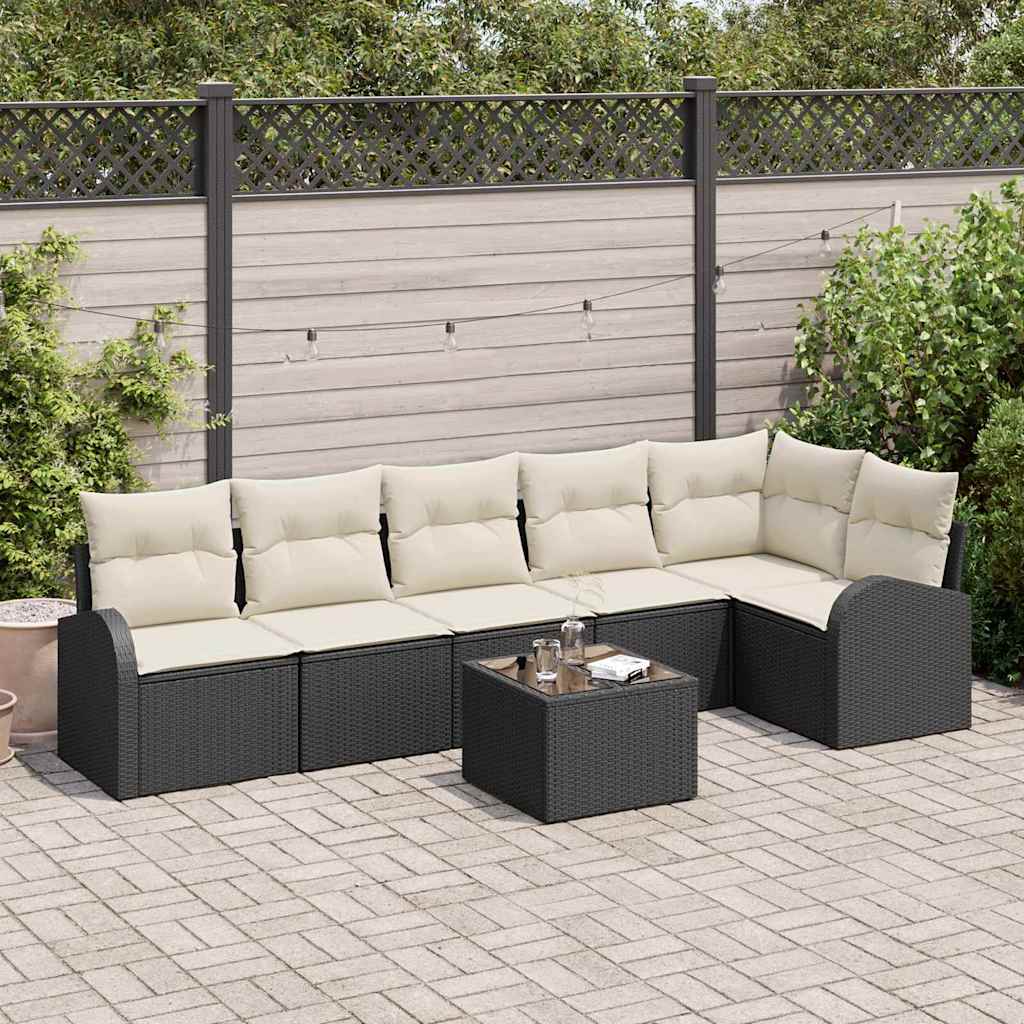6-tlg. Garten-Sofagarnitur mit Kissen Braun Poly Rattan