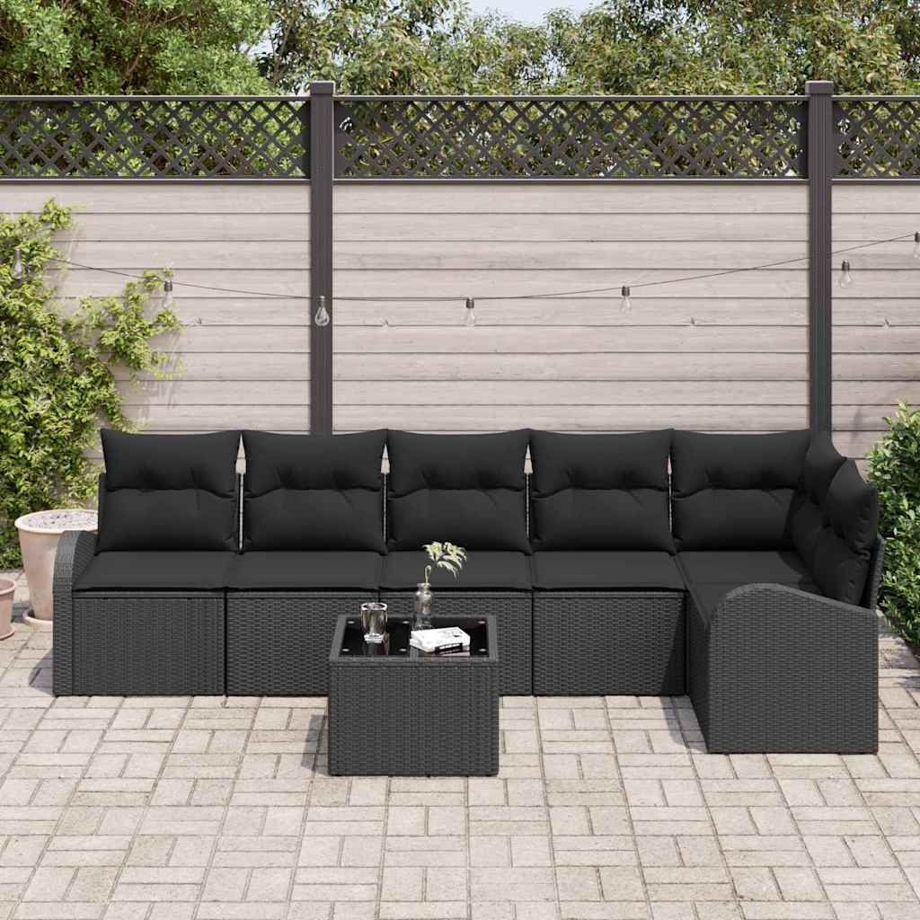 vidaXL 7-delige tuinsofa set met kussens, beige poly rattan
