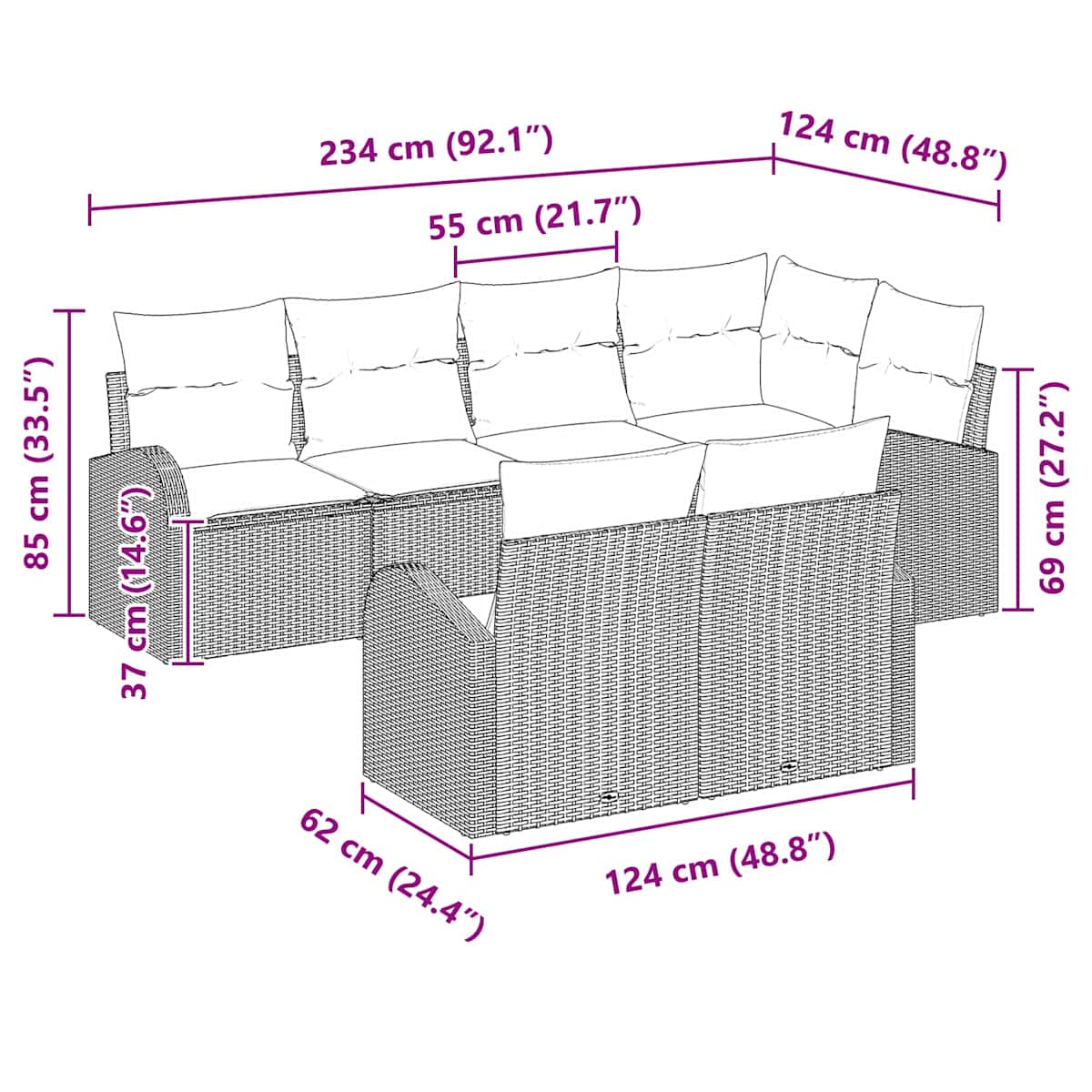 Havesofa Sæt Brun polyrattan - Billede 11