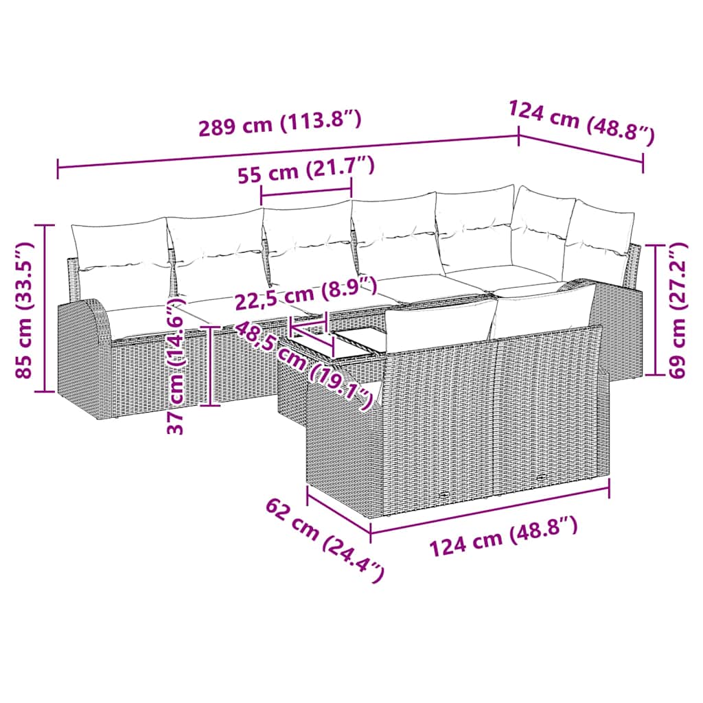 Vrtna sedežna garnitura Bež in siva 55 x 55 x 37 cm poli ratan - slika 13