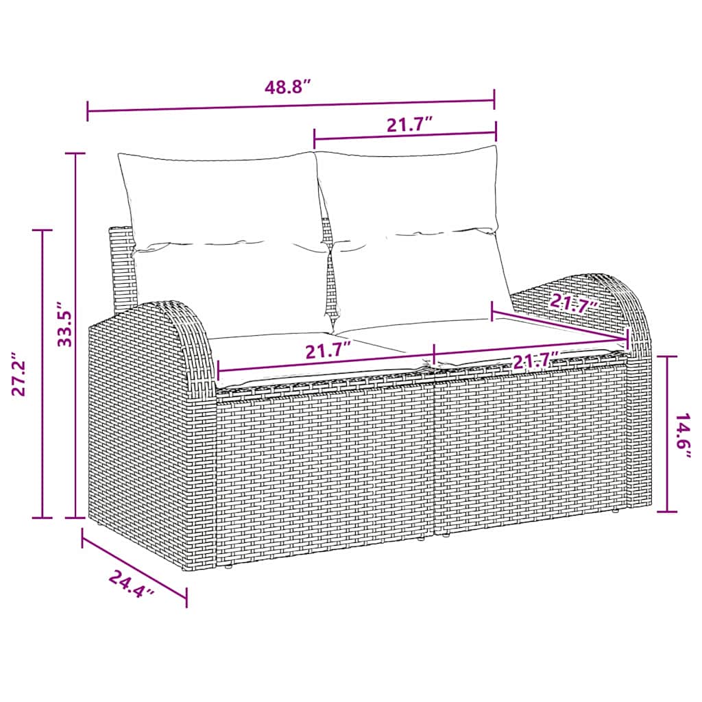 Garden Sofa Set with Cushion Poly rattan Garden Sofa Patio Seating vidaXL - Picture 23 of 42