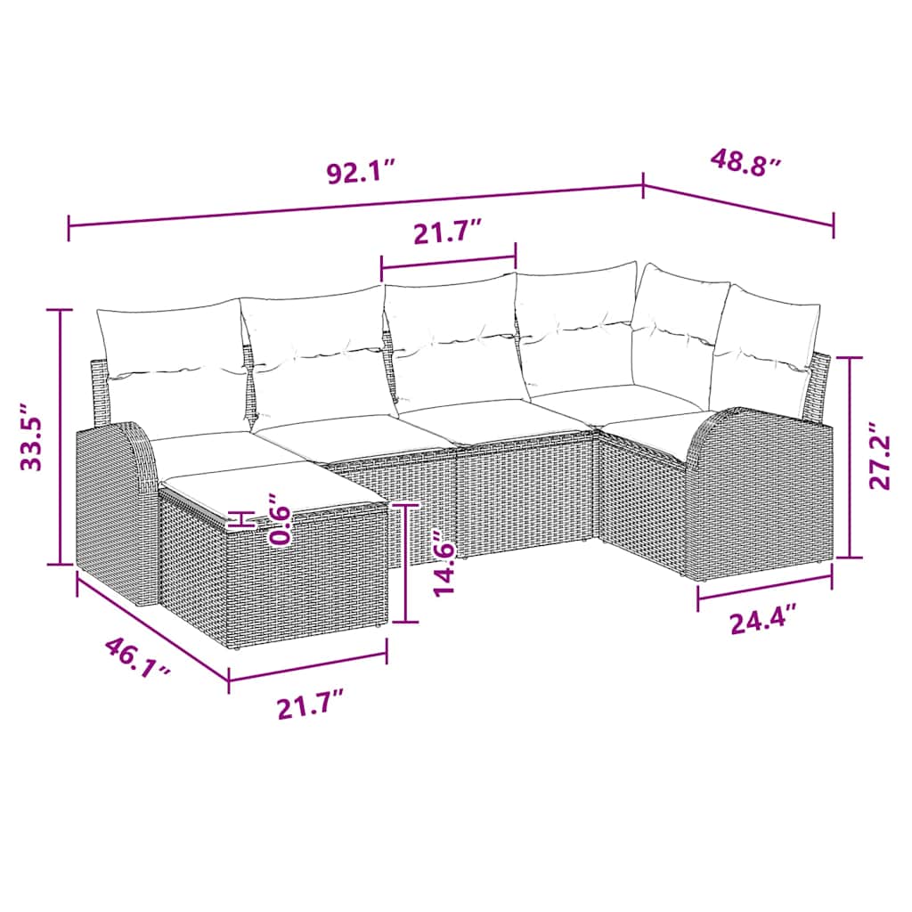 Garden Sofa Set with Cushion Poly rattan Garden Sofa Patio Seating vidaXL - Picture 34 of 42
