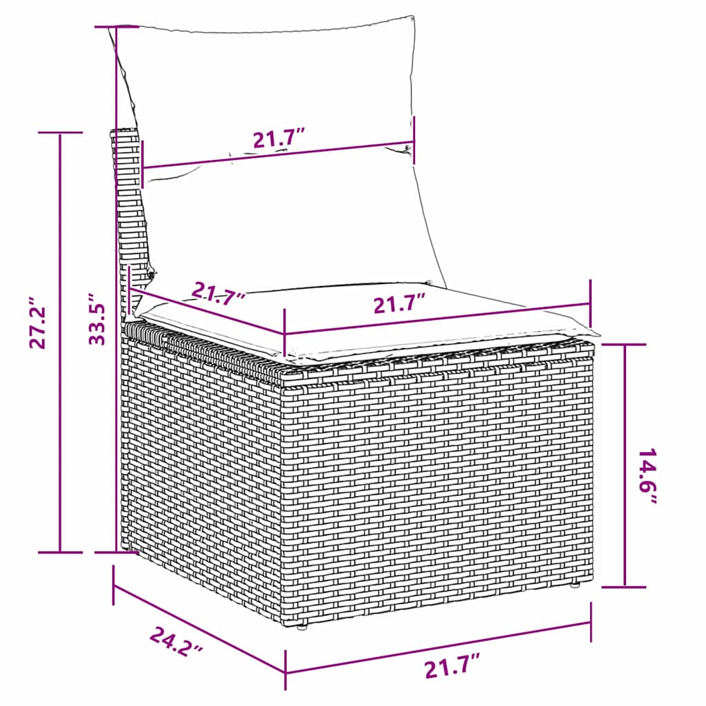 Garden Sofa Set with Cushion Poly rattan Garden Sofa Patio Seating vidaXL - Picture 36 of 42