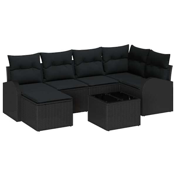 vidaXL Aia Diivanikomplekt 7 tk Must pol&uuml;rotang