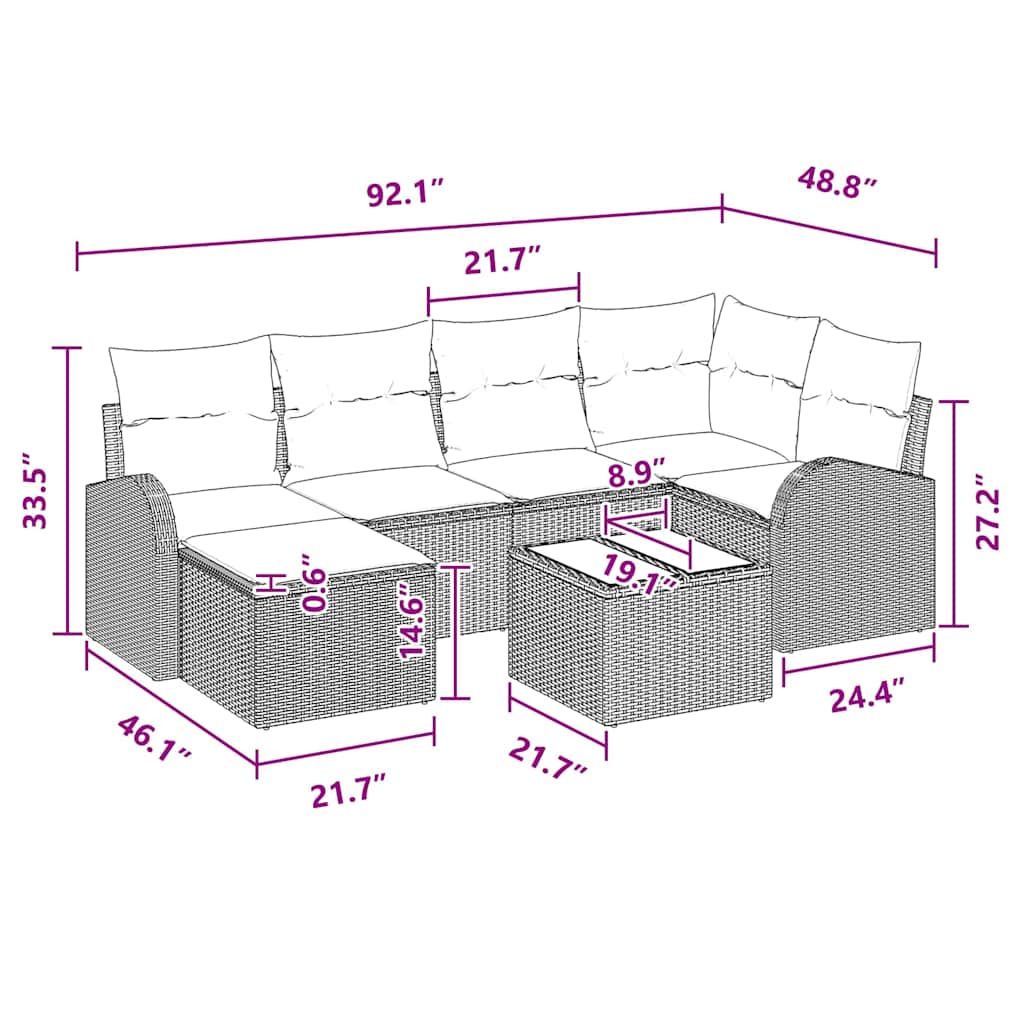 Garden Sofa Set with Cushion Poly rattan Garden Sofa Patio Seating vidaXL - Picture 18 of 42