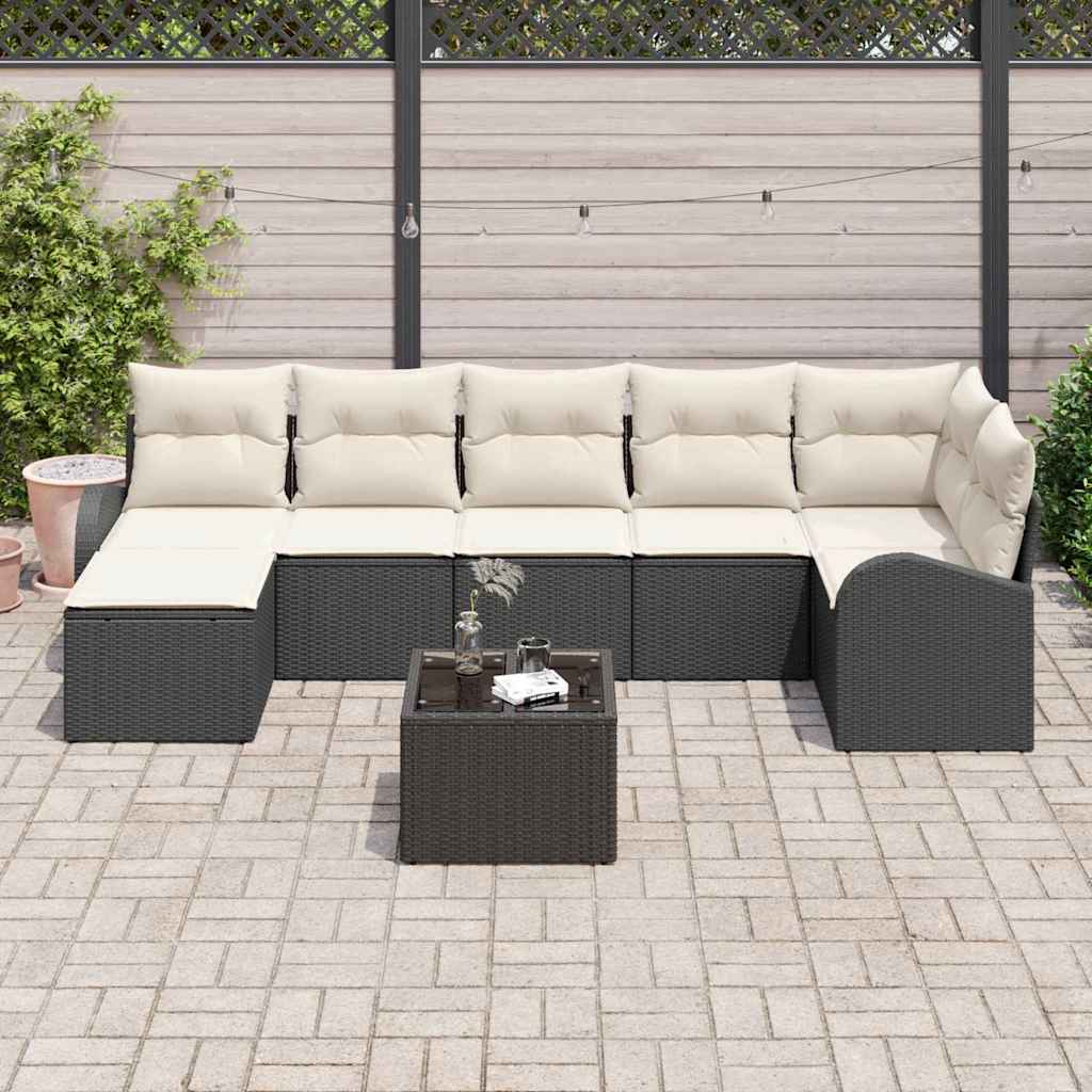 vidaXL 7-delige tuinsofaset met kussens bruin poly riet