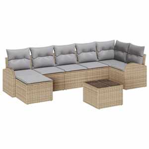 vidaXL Aia Diivanikomplekt 8 tk Beež [S&uuml;nteetiline]: Pol&uuml; Rattan