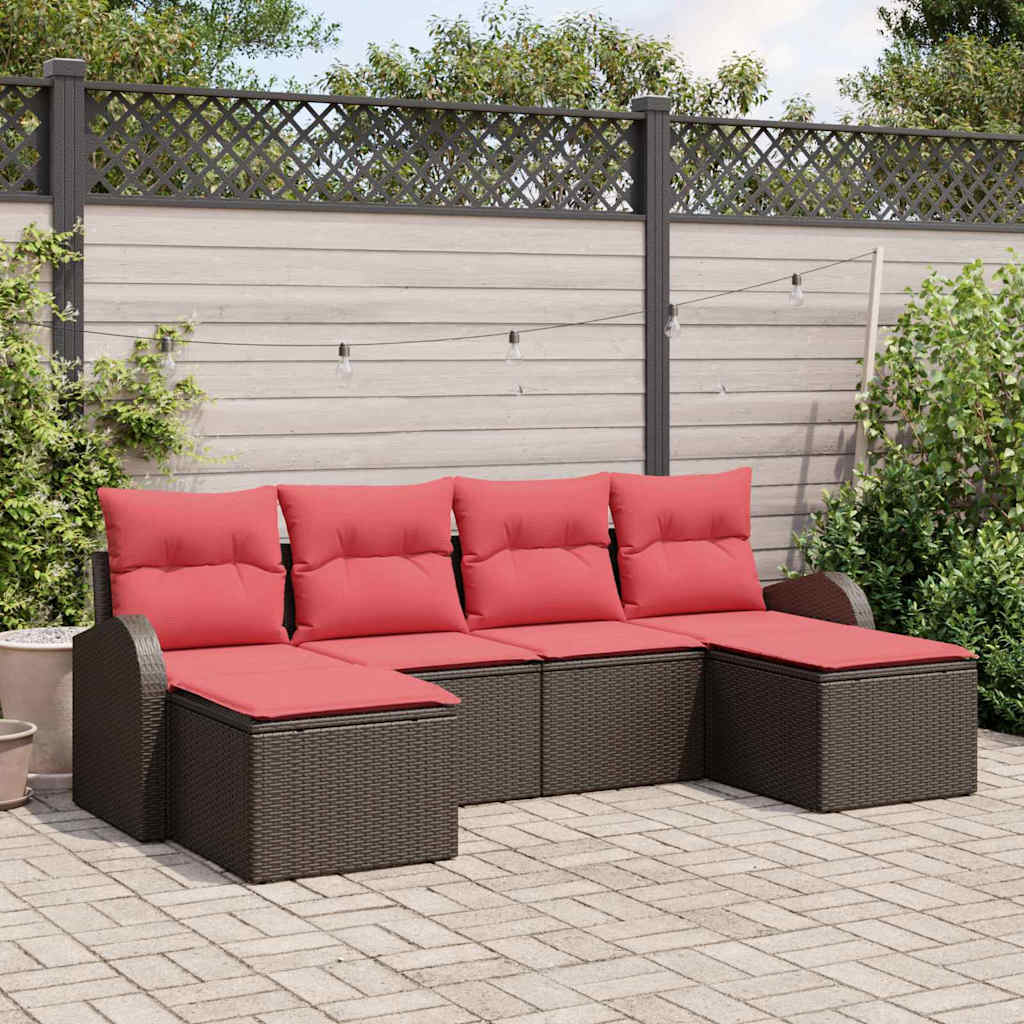 vidaXL Set de canapele pentru grădină cu pernă 6 pcs Maro Poli Rattan