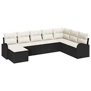 vidaXL Aia Diivanikomplekt 8 tk Must [S&uuml;nteetiline]: Pol&uuml; Rattan