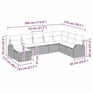 Sada zahradních pohovek s polštářem 8 pcs Černá Poly ratan - obrázek 9