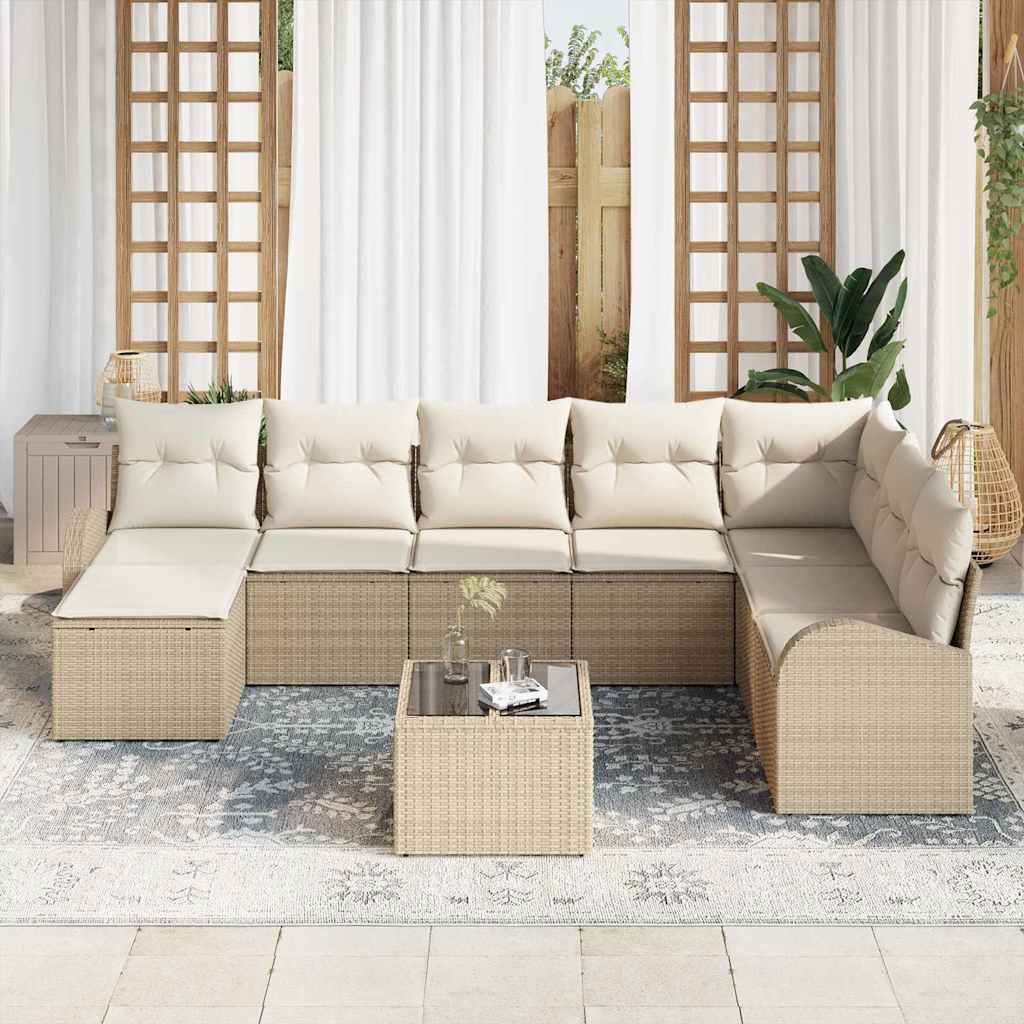 vidaXL 9-delige tuinset met kussens in bruin poly rattan
