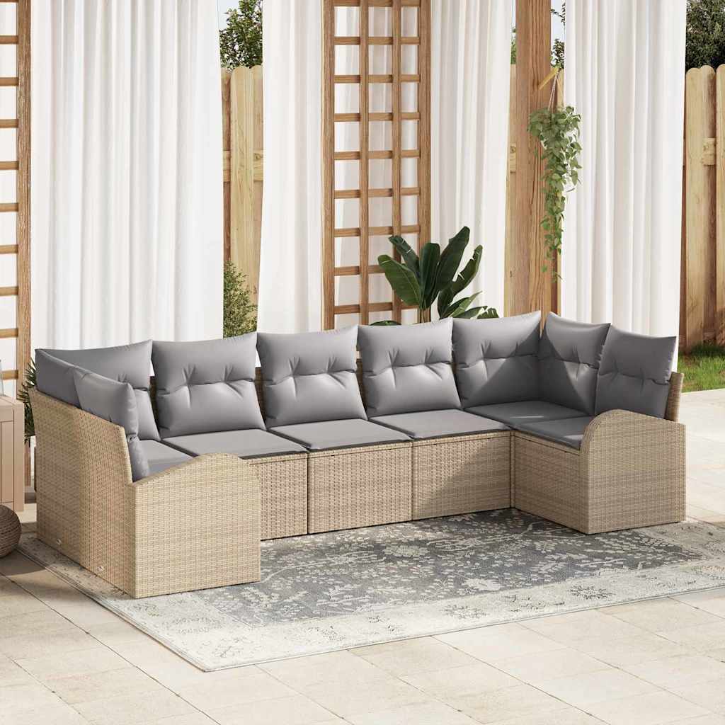 Havesofa sæt Sæt af 7 Grå Rattan Havesofa sæt Moderne