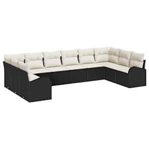 Set pohovek s polštářem 10 pcs Černá Polyratan - obrázek 2