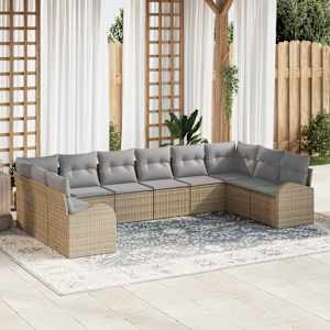 Kavčna garnitura z blazino 10 pcs Bež Poliratan