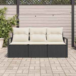 Set pohovek 3 pcs Černá polyratan - obrázek 3