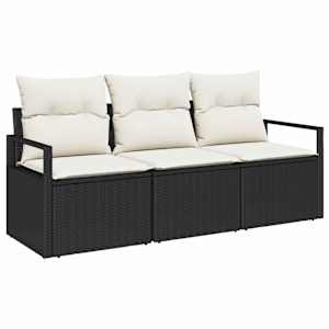 Set pohovek 3 pcs Černá polyratan - obrázek 2