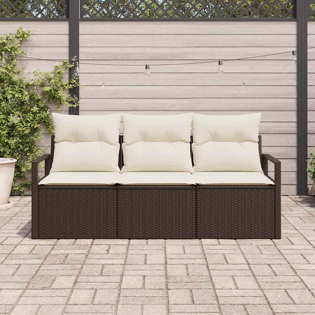 3-osaline Ai Sofa Komplekt Padjadega Pruun Polü Rotang