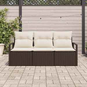 Set pohovek 3 pcs Hnědá polyratan - obrázek 1