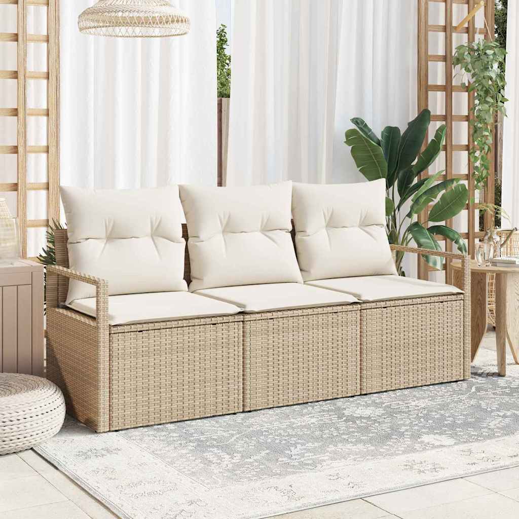 3-osaline aia diivanikomplekt padjadega, beež polü rattan, vidaXL 2-kohaline aia diivan padjadega, beež polü rattan