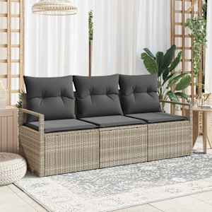 Set pohovek 3 pcs Světle šedá polyratan - obrázek 1