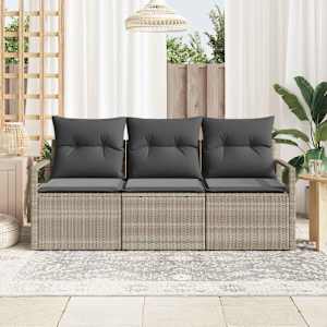 Set pohovek 3 pcs Světle šedá polyratan - obrázek 3
