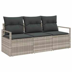 Set pohovek 3 pcs Světle šedá polyratan - obrázek 2