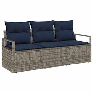 Set pohovek 3 pcs Šedá polyratan - obrázek 2
