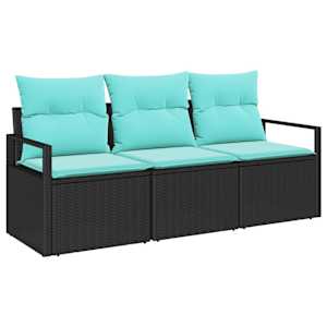 Set pohovek 3 pcs Černá polyratan - obrázek 2