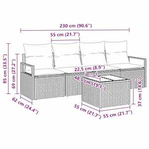 Set pohovek 5 pcs Béžová a krémová polyratan - obrázek 8