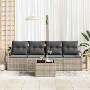 Set pohovek 5 pcs Světle šedá a tmavě šedá polyratan - obrázek 3