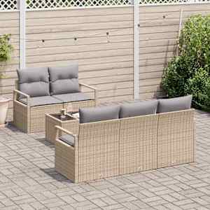Set pohovek s polštářem 6 pcs Beige a šedá polyratan - obrázek 3