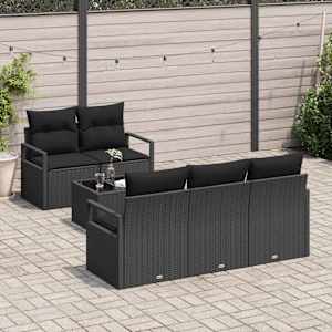 Set pohovek s polštářem 6 pcs Černá polyratan - obrázek 3