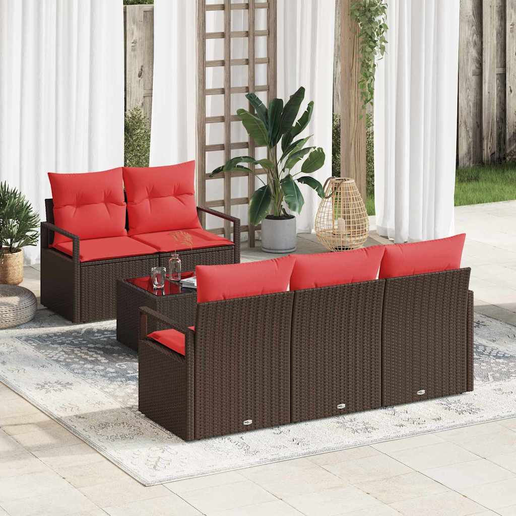 vidaXL Soffset 6 pcs Brun och R&ouml;d konstrotting