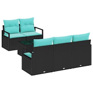 Set pohovek 6 pcs Černá a tyrkysová polyratan - obrázek 2