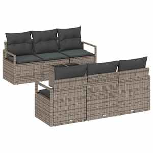 Set pohovek s polštářem 7 pcs Šedá polyratan - obrázek 2