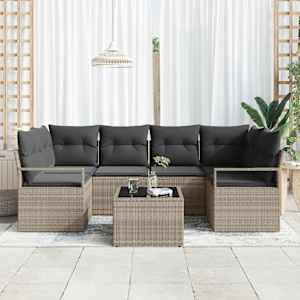 Set pohovek 7 pcs Světle šedá a tmavě šedá polyratan - obrázek 3