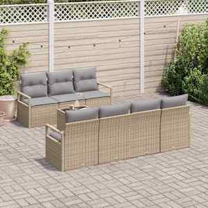 Set pohovek s polštářem 8 pcs Beige a šedá polyratan - obrázek 3