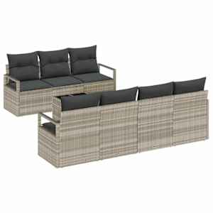 Set pohovek s polštářem 8 pcs Světle šedá polyratan - obrázek 2