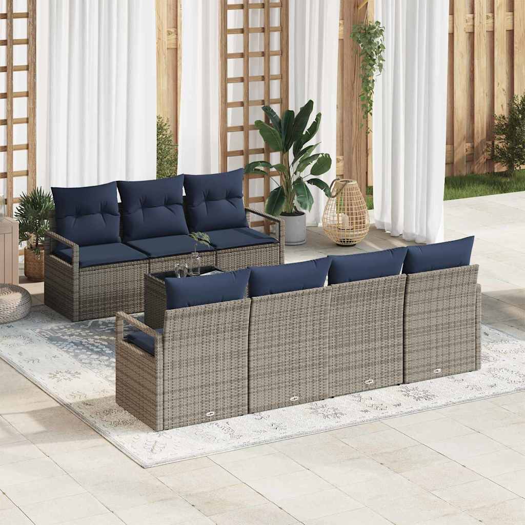 vidaXL Set de canapea cu pernă Manual 8 pcs Gri poliratan