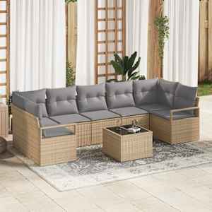 Set pohovek 8 pcs Beige a šedá polyratan - obrázek 1